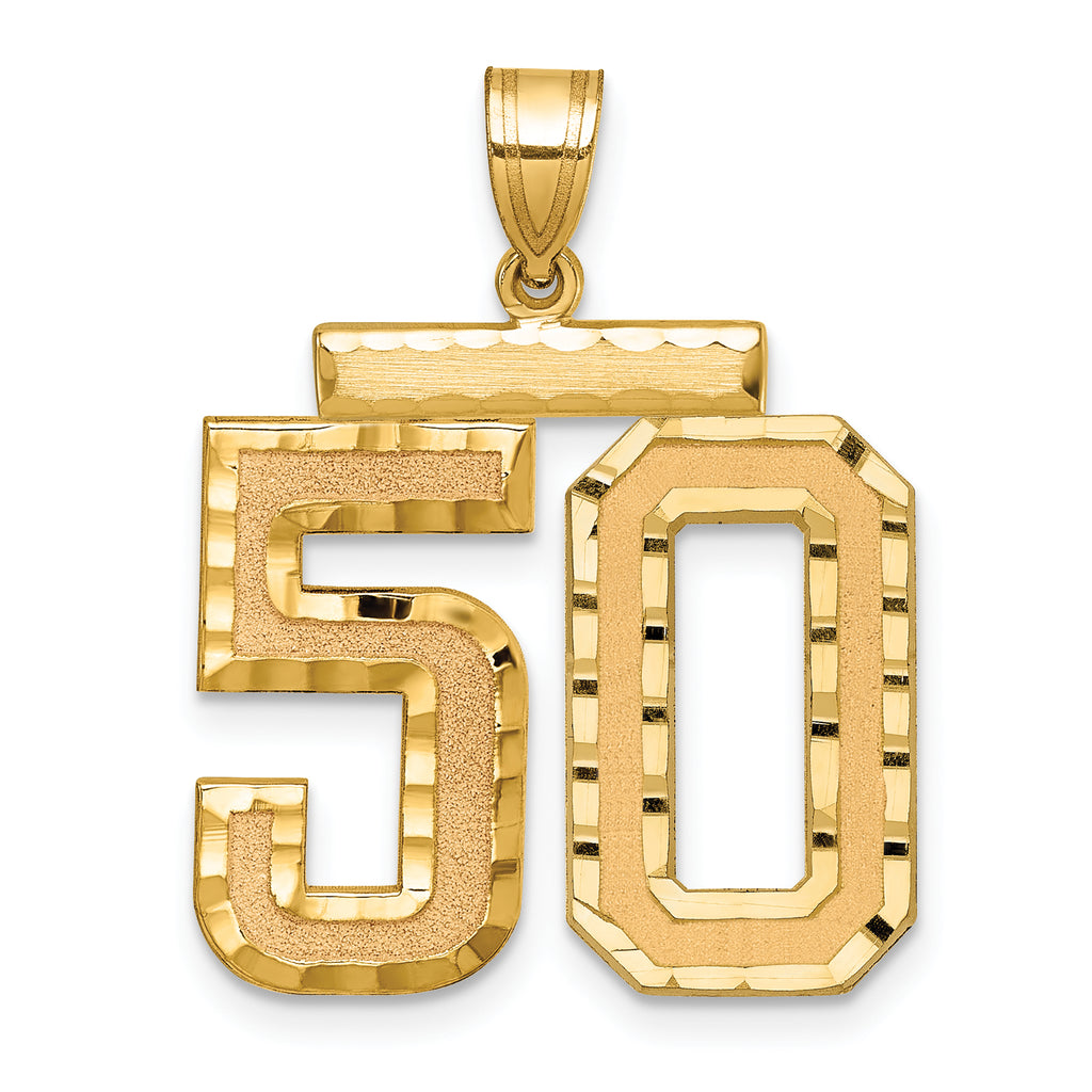14k Large Brushed Diamond-cut Number 50 Charm