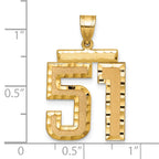 Large Number 51 Charm in 14K Yellow Gold, Brushed & Diamond-Cut - Sophia Jewelers