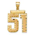 Large Number 51 Charm in 14K Yellow Gold, Brushed & Diamond-Cut - Sophia Jewelers