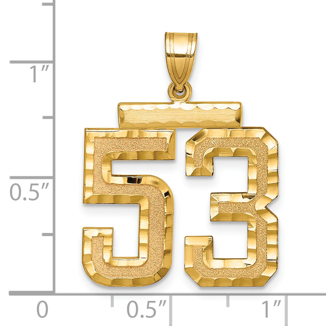 14k Large Brushed Diamond-cut Number 53 Charm