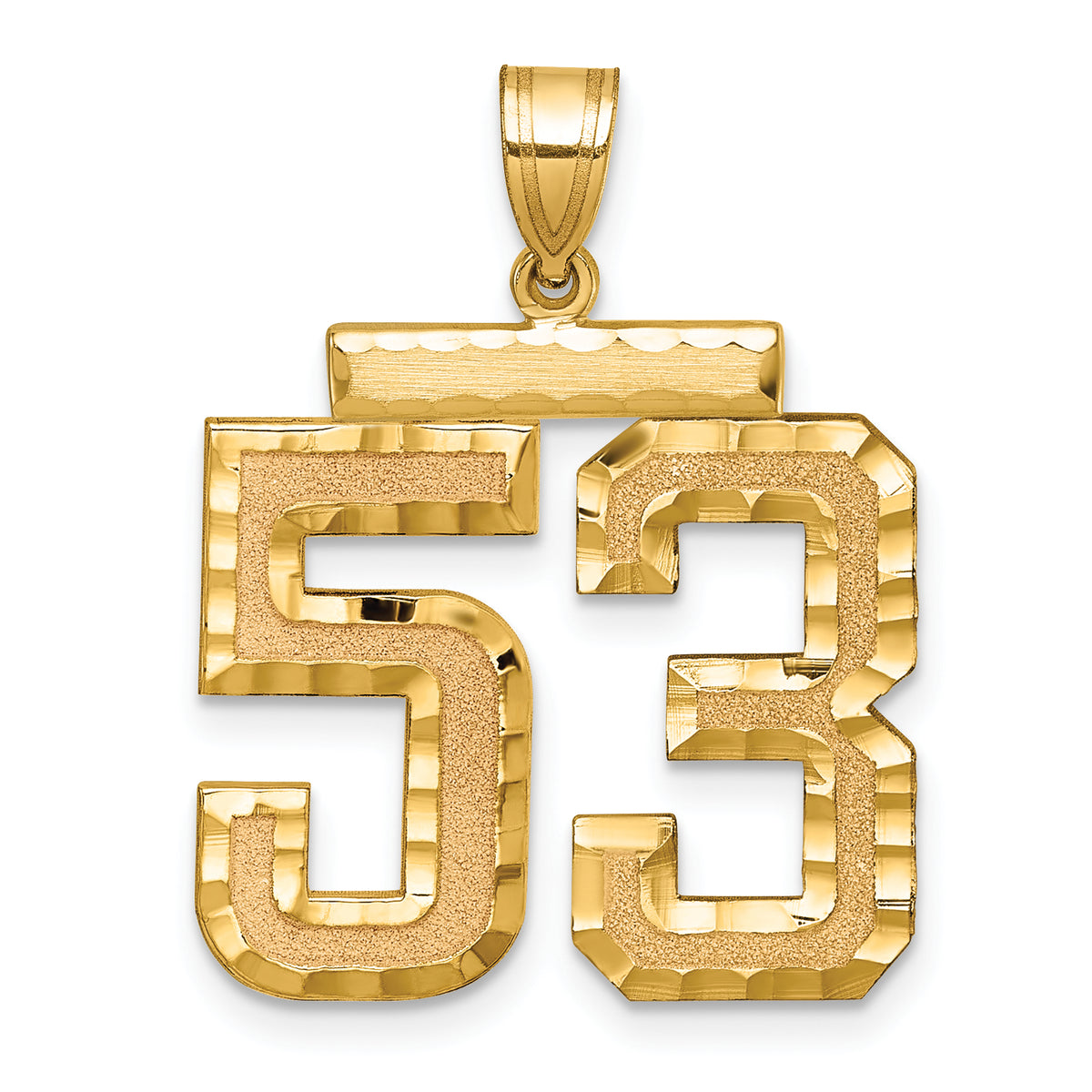 14k Large Brushed Diamond-cut Number 53 Charm