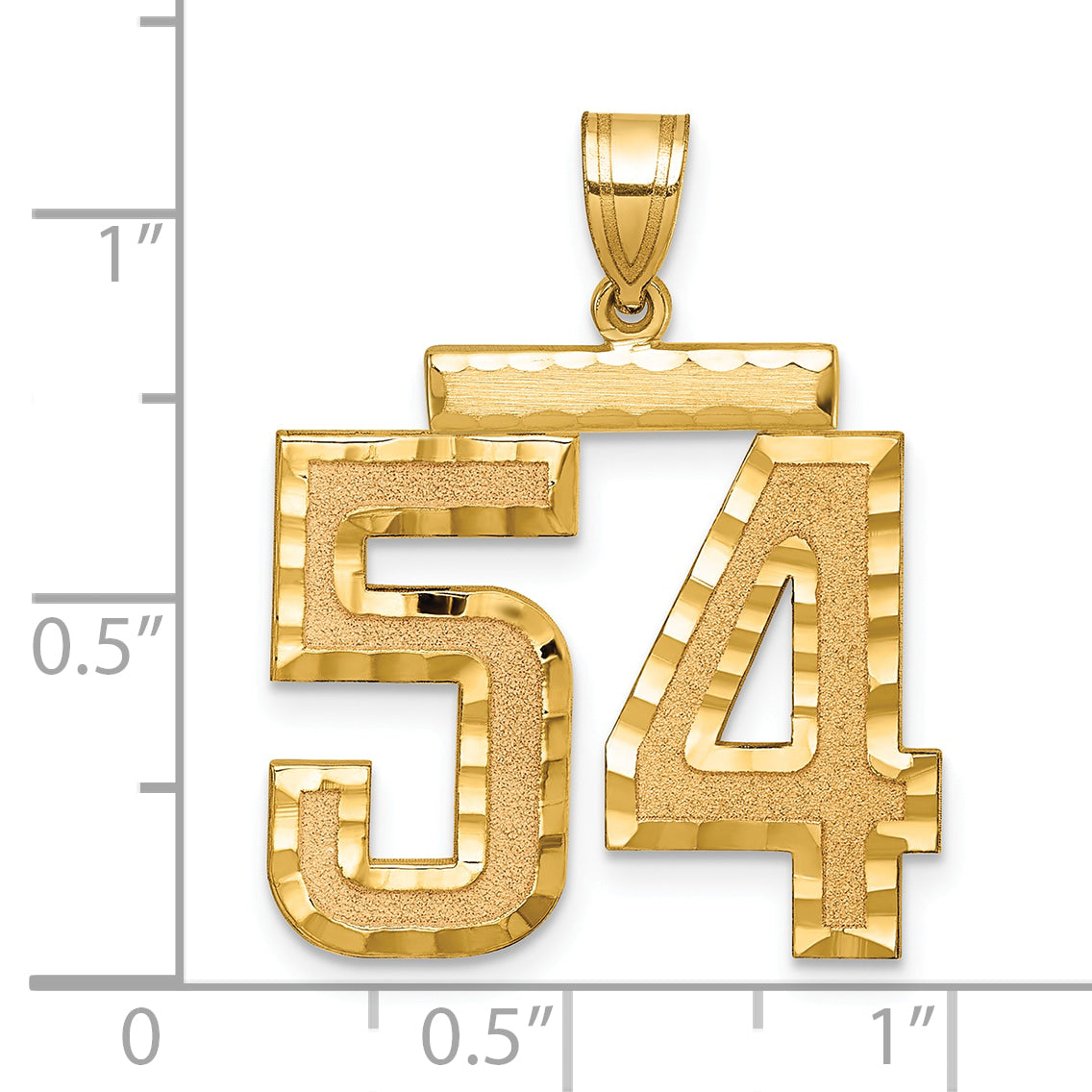 Large Number 54 Charm in 14K Yellow Gold, Brushed & Diamond-Cut - Sophia Jewelers