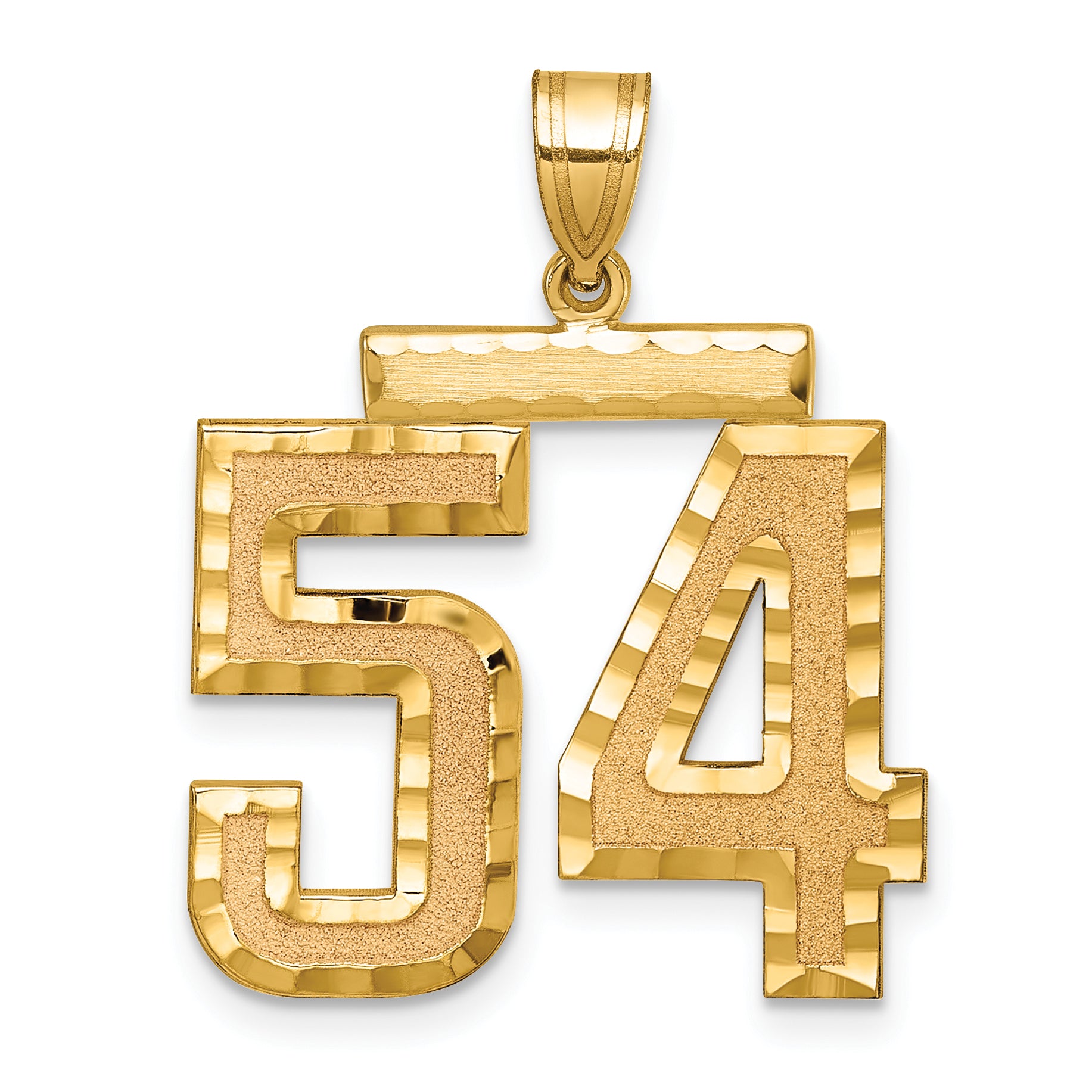 14K Gold Large Diamond-Cut Number 54 Charm with Brushed Finish Secondary image