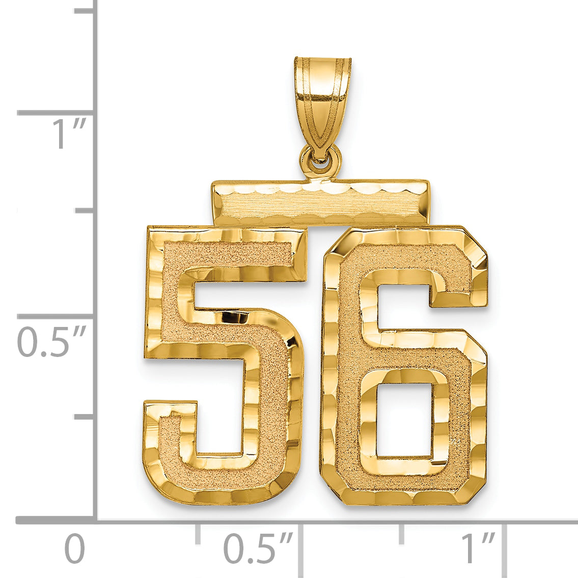 Large Number 56 Charm in 14K Yellow Gold, Diamond-Cut - Sophia Jewelers