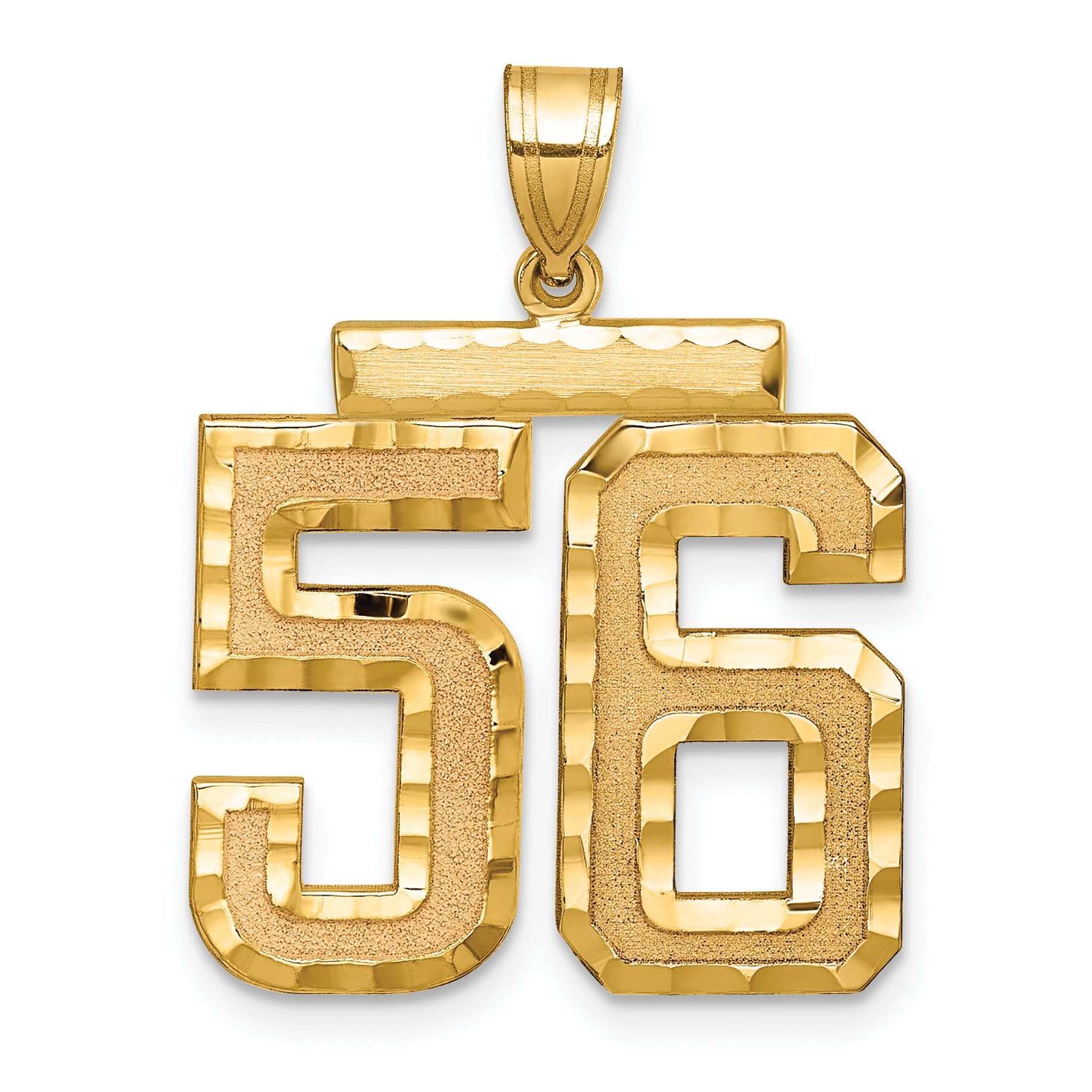 14K Gold Diamond-Cut Large Number 56 Charm with Brushed Finish Secondary image