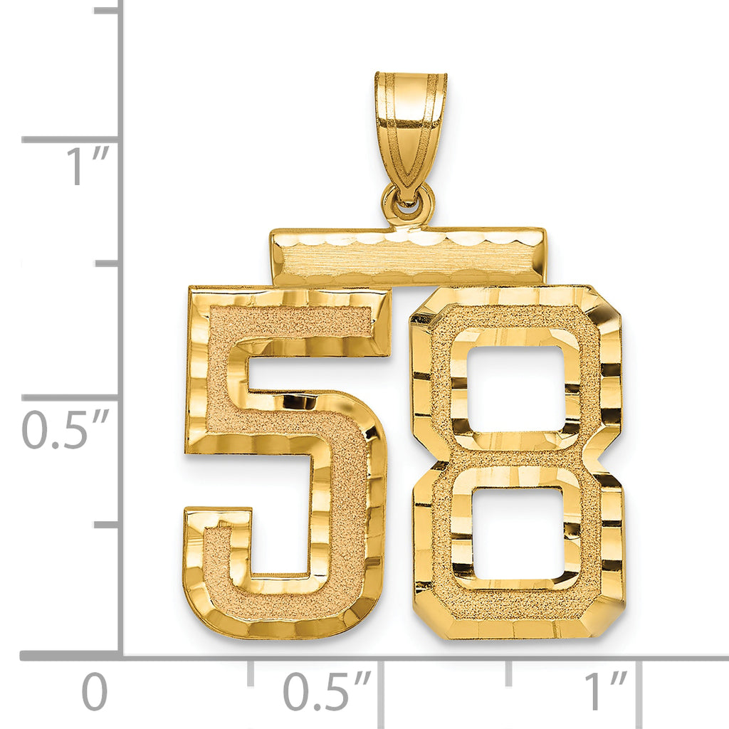 Number 58 Charm in 14K Yellow Gold, Diamond-Cut - Sophia Jewelers