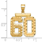 Large Number 60 Charm in 14K Yellow Gold, Brushed & Diamond-Cut - Sophia Jewelers