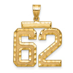 Large Number 62 Charm in 14K Yellow Gold, Diamond-Cut - Sophia Jewelers