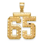 Large Number 65 Charm in 14K Yellow Gold, Brushed & Diamond-Cut - Sophia Jewelers