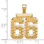 Large Number 66 Charm in 14K Yellow Gold, Brushed & Diamond-Cut - Sophia Jewelers