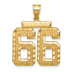 Large Number 66 Charm in 14K Yellow Gold, Brushed & Diamond-Cut - Sophia Jewelers