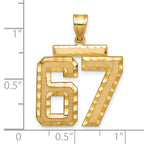 Large Number 67 Charm in 14K Yellow Gold, Brushed & Diamond-Cut - Sophia Jewelers