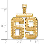 Large Number 69 Charm in 14K Yellow Gold, Brushed & Diamond-Cut - Sophia Jewelers