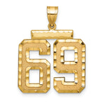 Large Number 69 Charm in 14K Yellow Gold, Brushed & Diamond-Cut - Sophia Jewelers