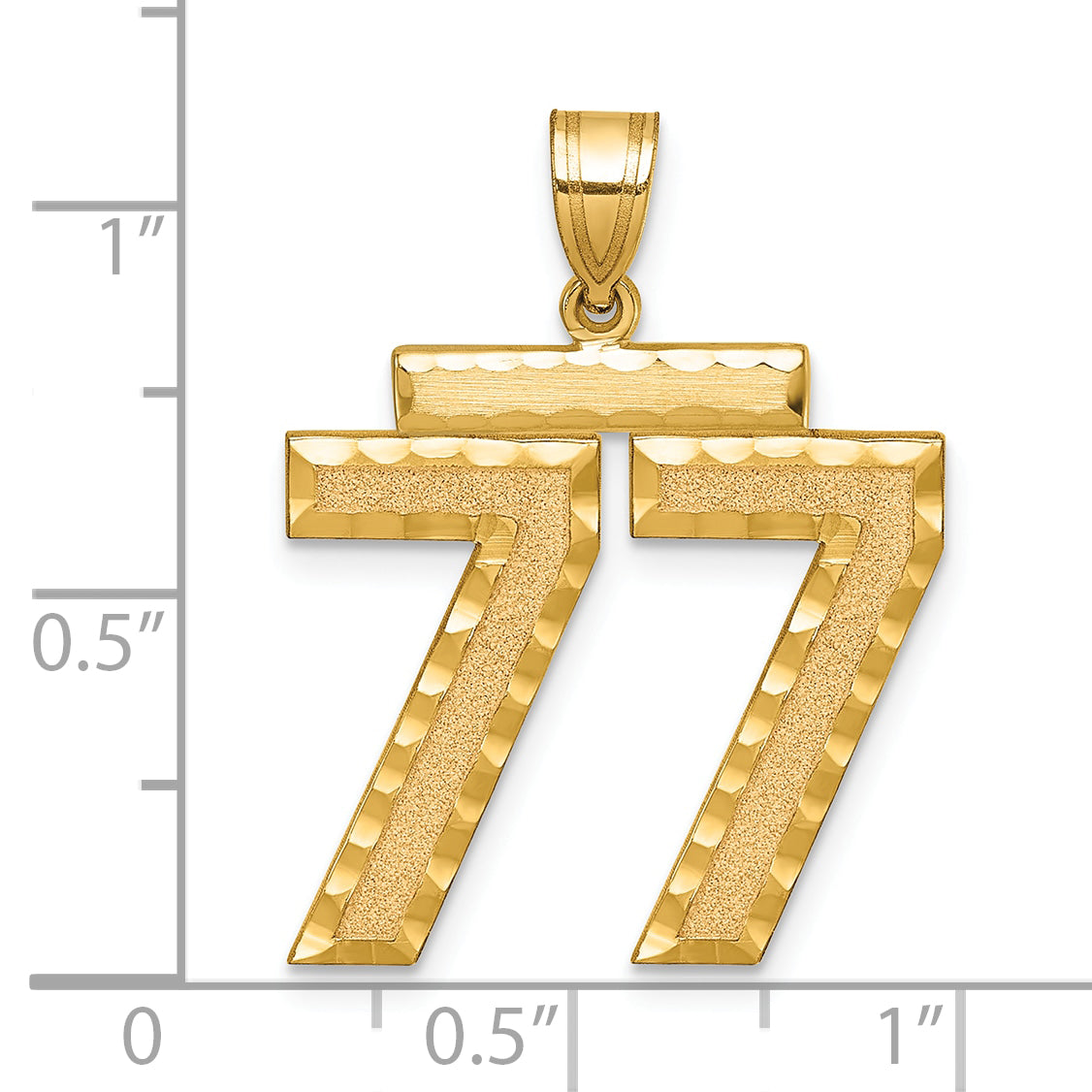 Large Number 77 Charm in 14K Yellow Gold, Diamond-Cut - Sophia Jewelers