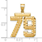 Large Number 79 Charm in 14K Yellow Gold, Brushed & Diamond-Cut - Sophia Jewelers