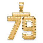 Large Number 79 Charm in 14K Yellow Gold, Brushed & Diamond-Cut - Sophia Jewelers