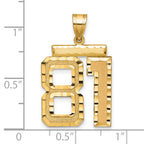 Large Number 81 Charm in 14K Yellow Gold, Brushed & Diamond-Cut - Sophia Jewelers