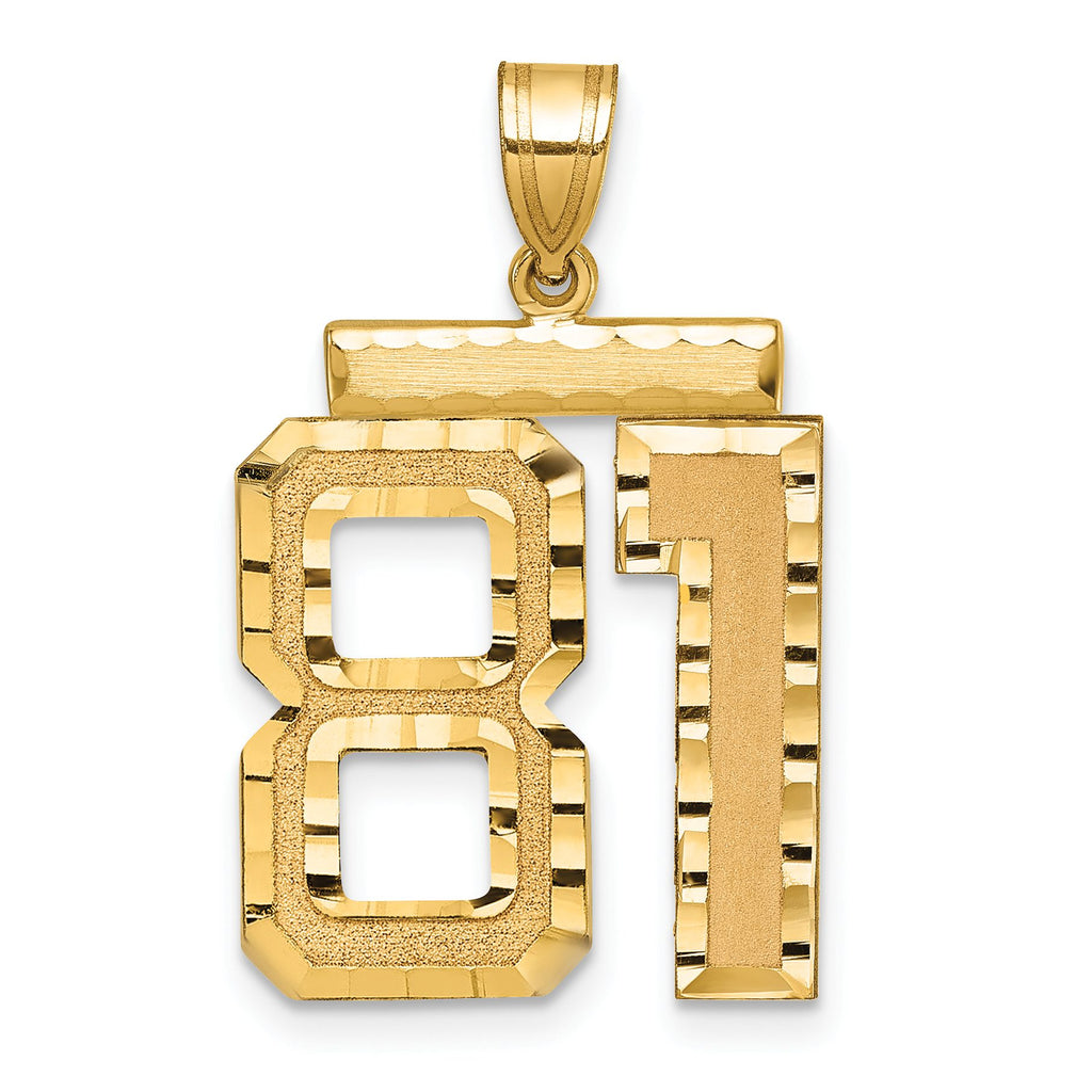 Large Number 81 Charm in 14K Yellow Gold, Brushed & Diamond-Cut - Sophia Jewelers