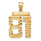 Large Number 81 Charm in 14K Yellow Gold, Brushed & Diamond-Cut - Sophia Jewelers