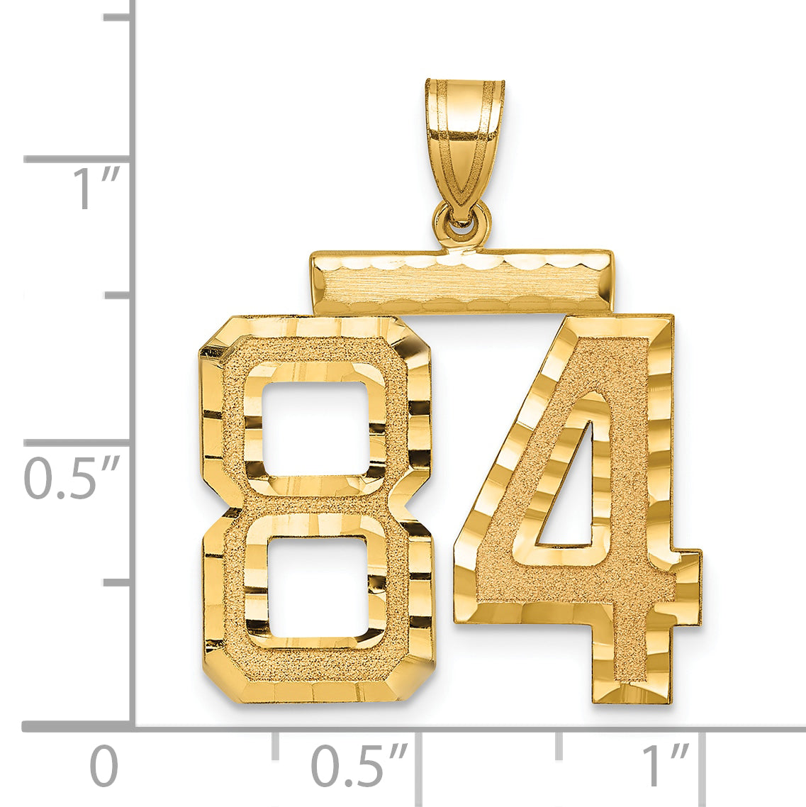 14K Gold Large Diamond-Cut Number 84 Charm with Brushed Finish Secondary image