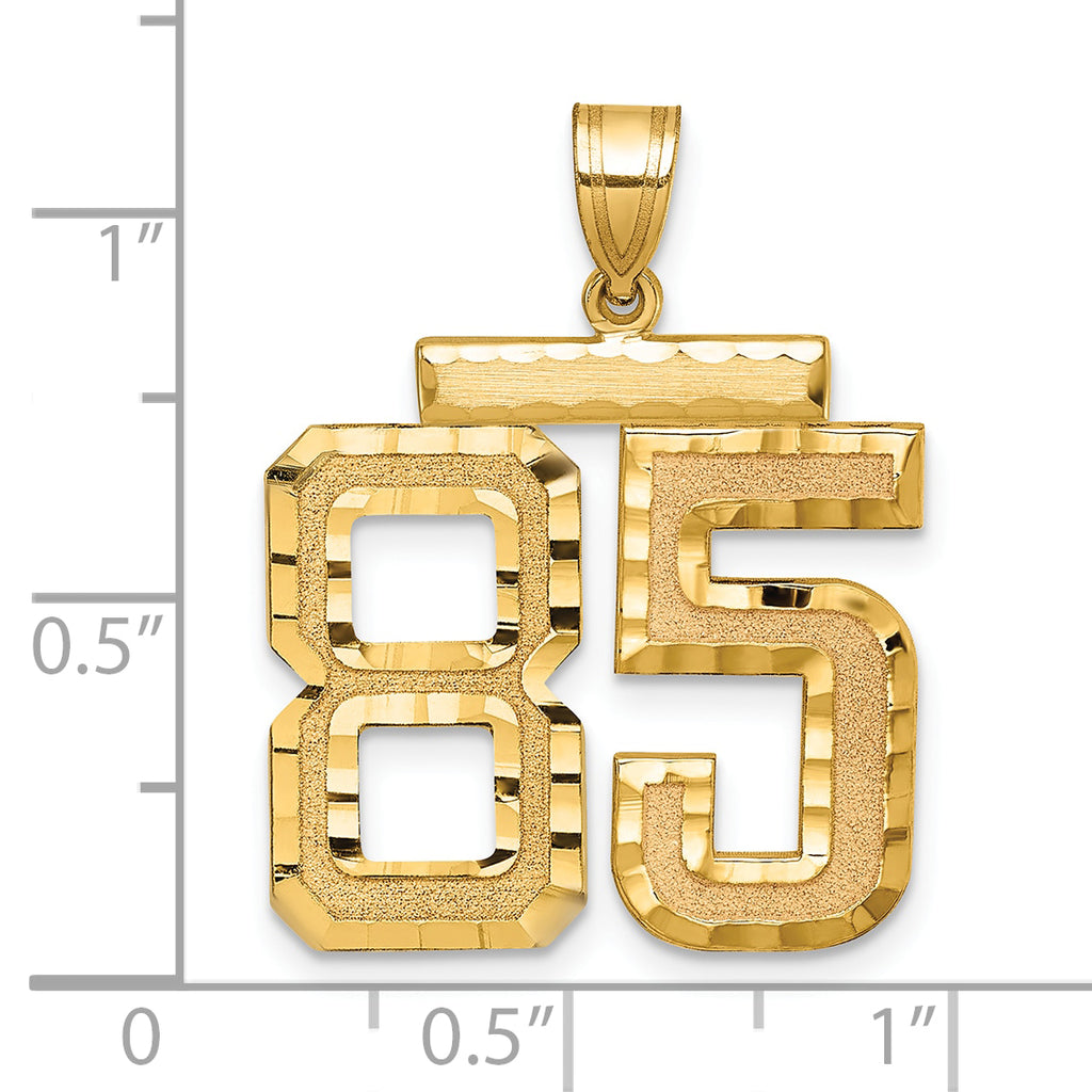 Large Number 85 Charm in 14K Yellow Gold, Brushed & Diamond-Cut - Sophia Jewelers