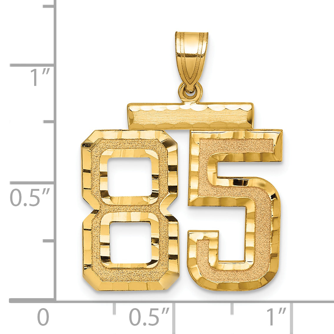 Large Number 85 Charm in 14K Yellow Gold, Brushed & Diamond-Cut - Sophia Jewelers