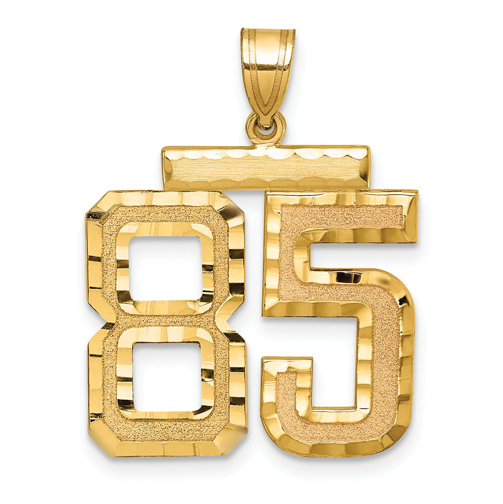 Large Number 85 Charm in 14K Yellow Gold, Brushed & Diamond-Cut - Sophia Jewelers
