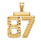 Large Number 87 Charm in 14K Yellow Gold, Brushed & Diamond-Cut - Sophia Jewelers