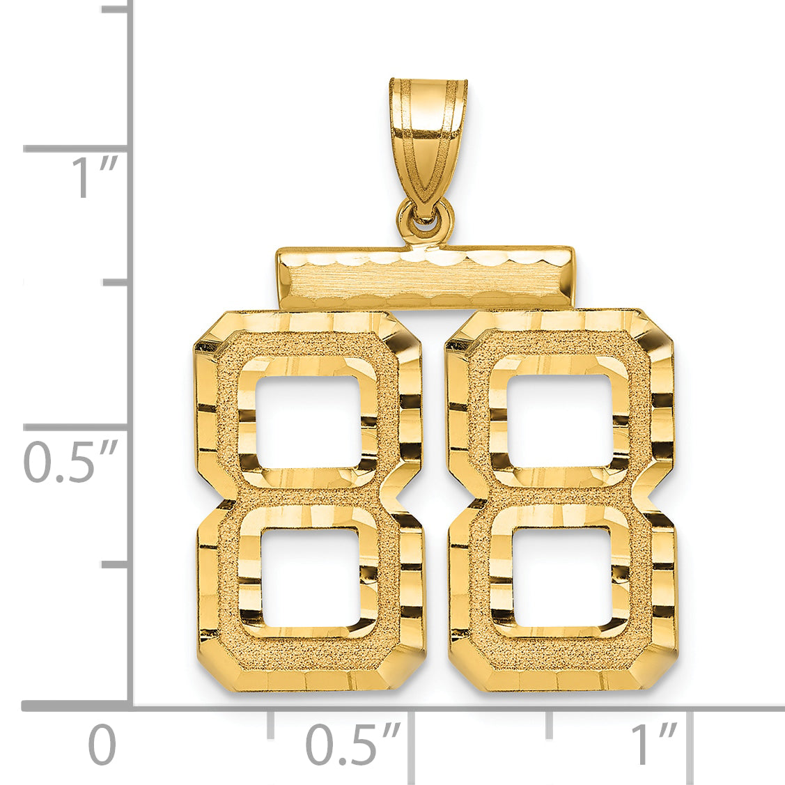 Large Number 88 Charm in 14K Yellow Gold, Brushed & Diamond-Cut - Sophia Jewelers