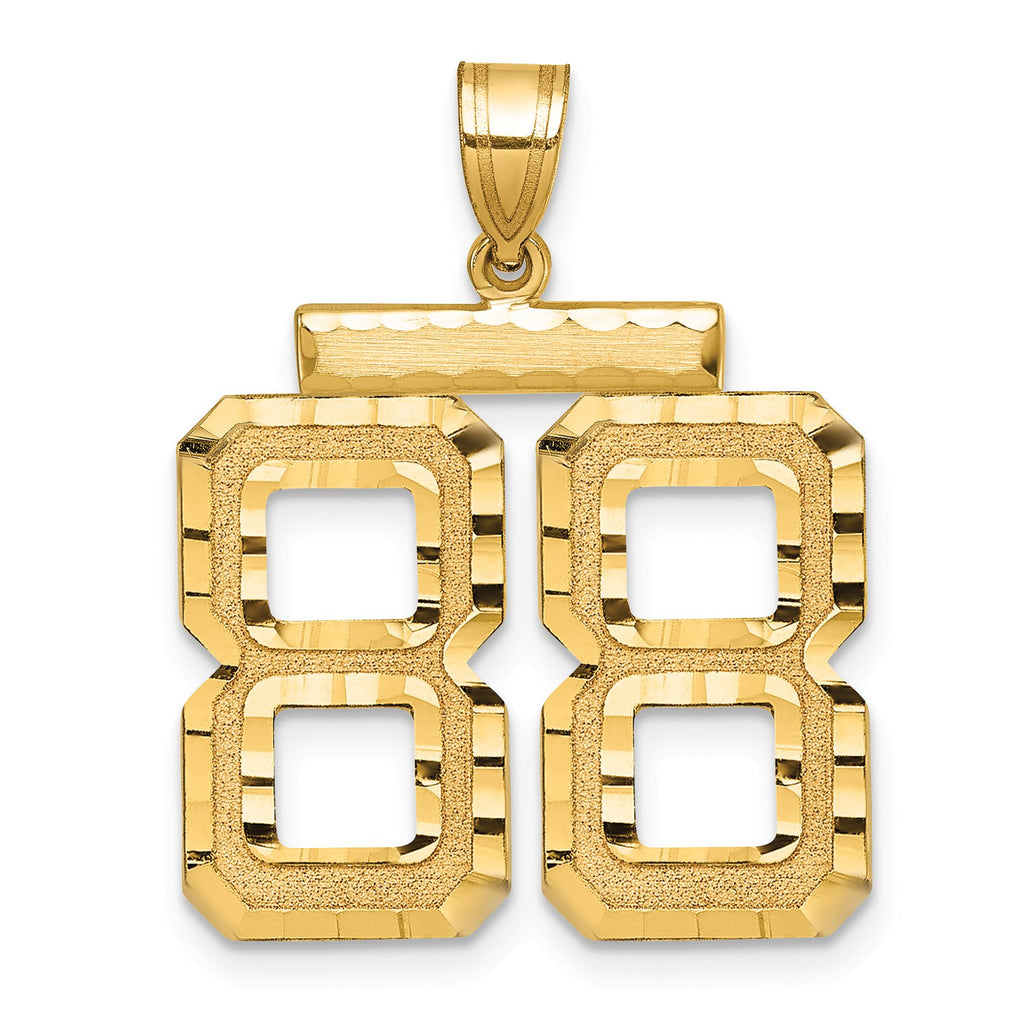 Large Number 88 Charm in 14K Yellow Gold, Brushed & Diamond-Cut - Sophia Jewelers
