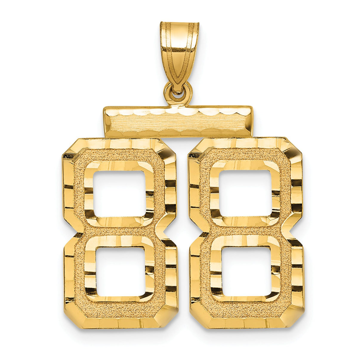 Large Number 88 Charm in 14K Yellow Gold, Brushed & Diamond-Cut - Sophia Jewelers