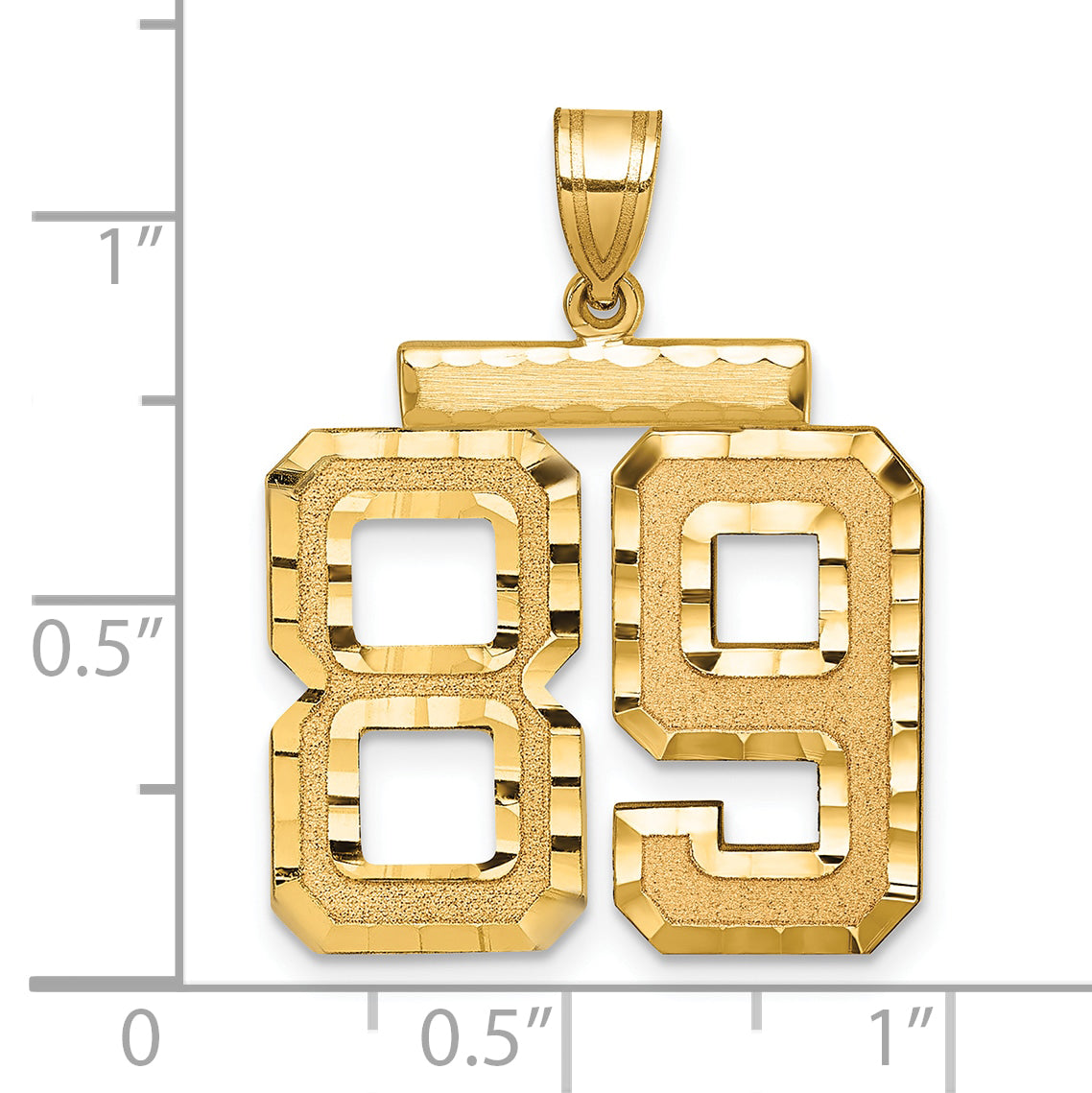 Large Number 89 Charm in 14K Yellow Gold, Brushed & Diamond-Cut - Sophia Jewelers