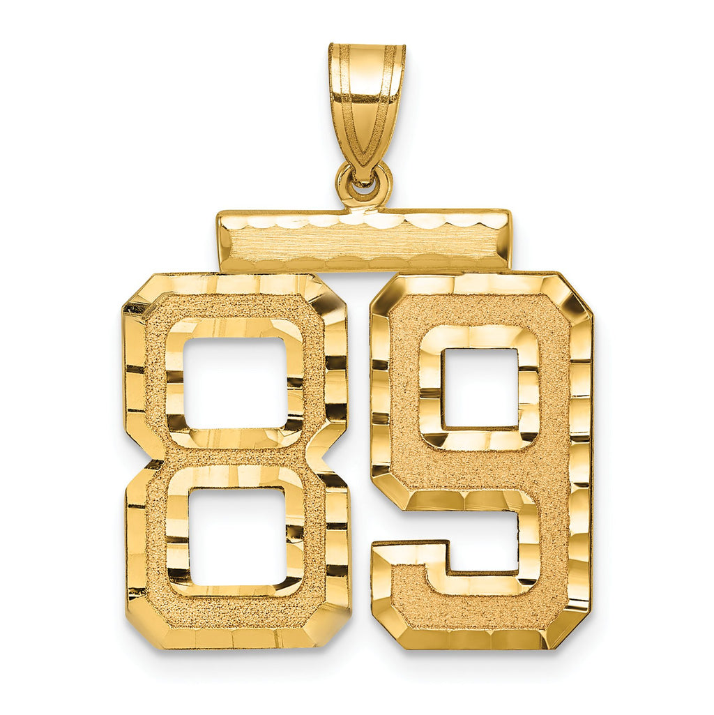 Large Number 89 Charm in 14K Yellow Gold, Brushed & Diamond-Cut - Sophia Jewelers