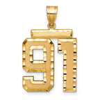 Large Number 91 Charm in 14K Yellow Gold, Brushed & Diamond-Cut - Sophia Jewelers