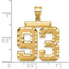 Large Number 93 Charm in 14K Yellow Gold, Brushed & Diamond-Cut - Sophia Jewelers