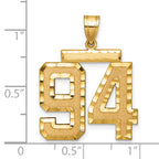 Large Number 94 Charm in 14K Yellow Gold, Brushed & Diamond-Cut - Sophia Jewelers