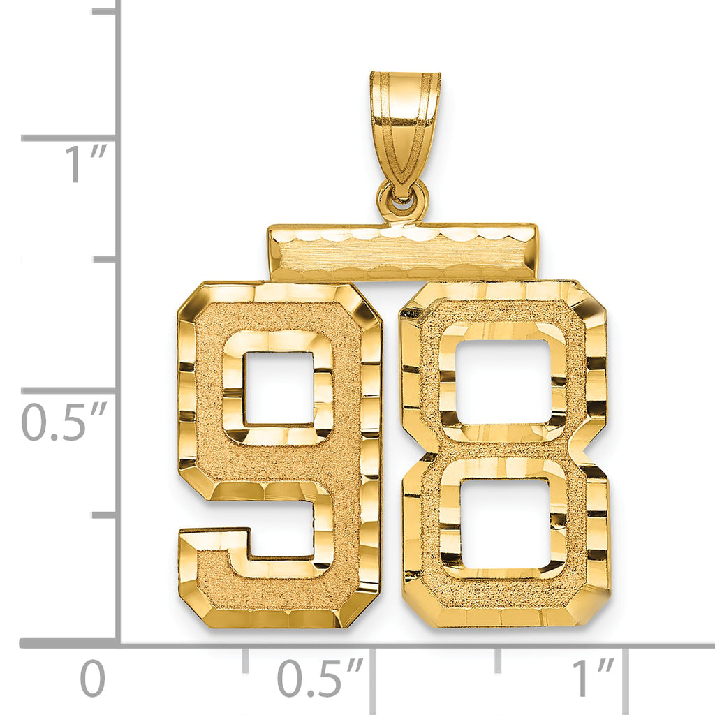 Large Number 98 Charm in 14K Yellow Gold, Brushed & Diamond-Cut - Sophia Jewelers
