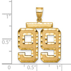 Large Number 99 Charm in 14K Yellow Gold, Brushed & Diamond-Cut - Sophia Jewelers