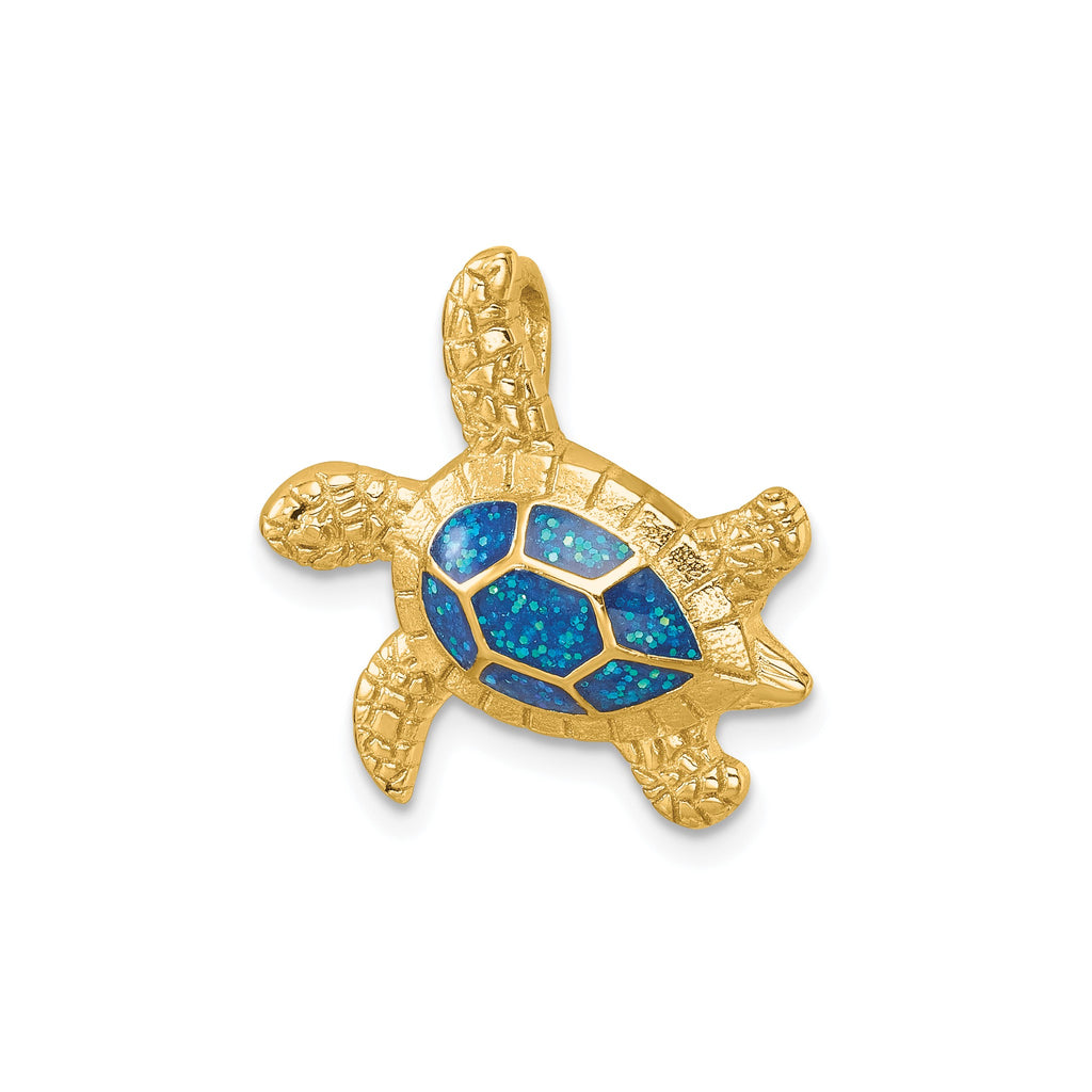Enameled Swimming Turtle Chain Slide in Gold-Plated Sterling Silver - Sophia Jewelers