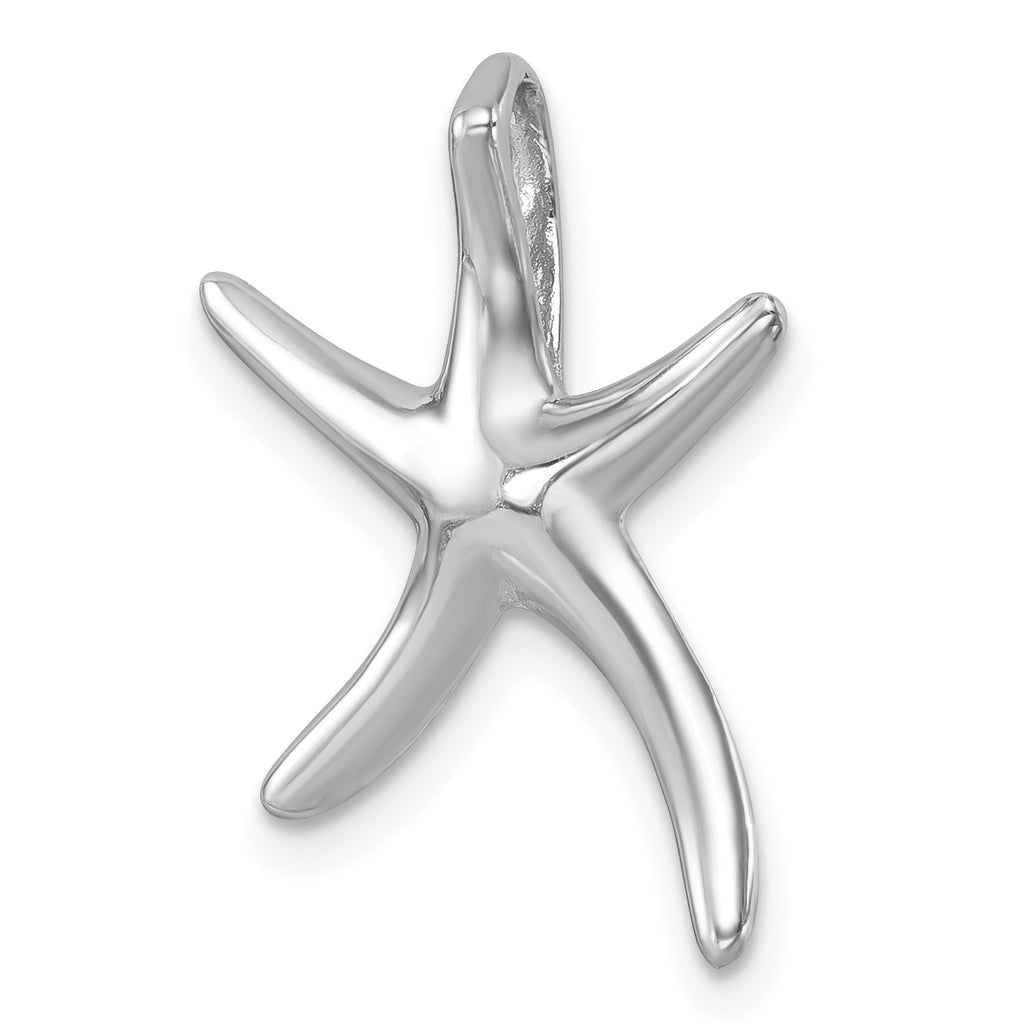 Sterling Silver Rhodium-plated Polished Sea Star Chain Slide