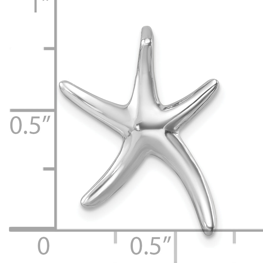 Sterling Silver Rhodium-plated Polished Sea Star Chain Slide