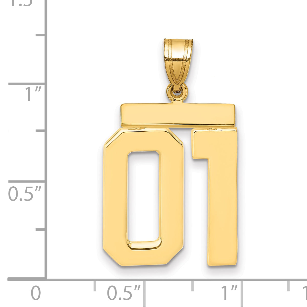 10k Large Polished Number 01 Charm