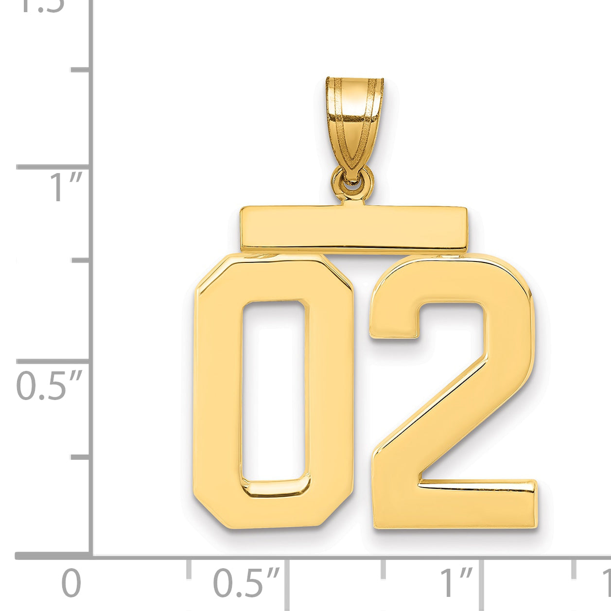 10k Large Polished Number 02 Charm