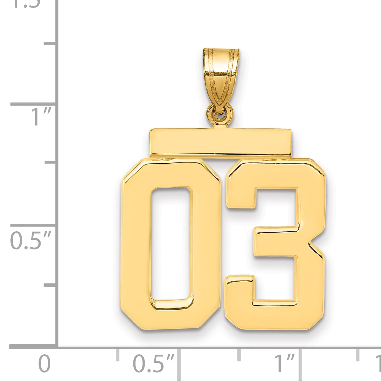 10k Large Polished Number 03 Charm