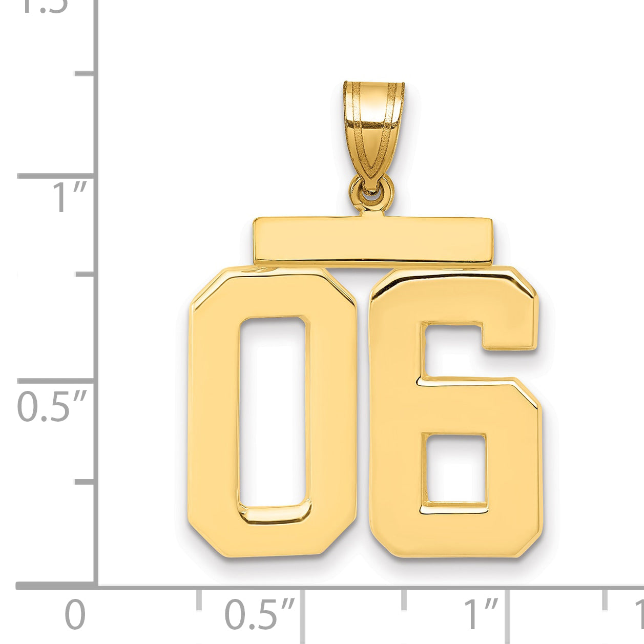 10k Large Polished Number 06 Charm