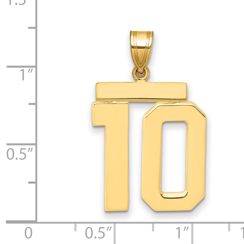 10K Yellow Gold Polished Large Number 10 Charm