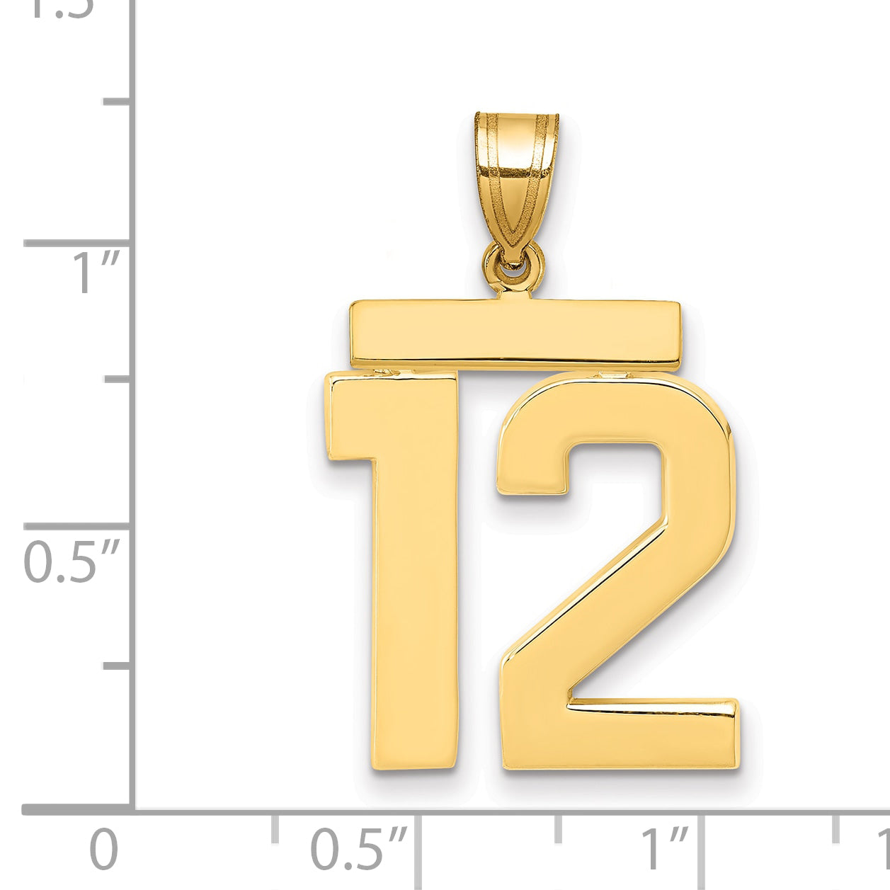 10K Yellow Gold Polished Large Number 12 Charm