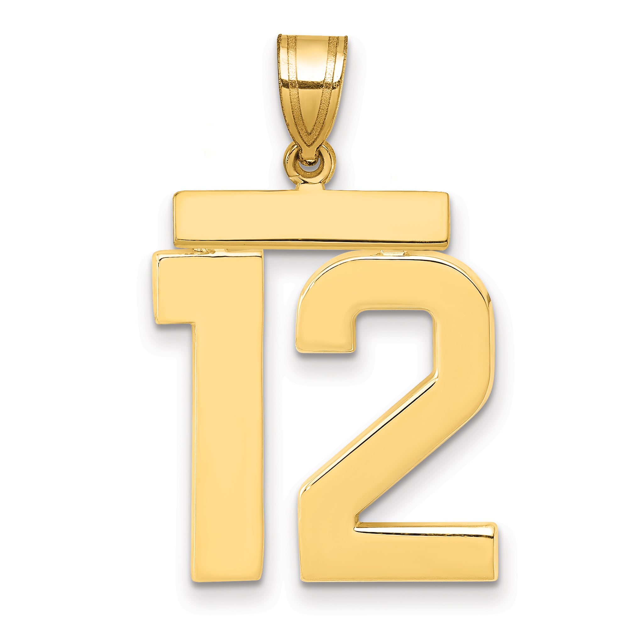 10K Yellow Gold Polished Large Number 12 Charm