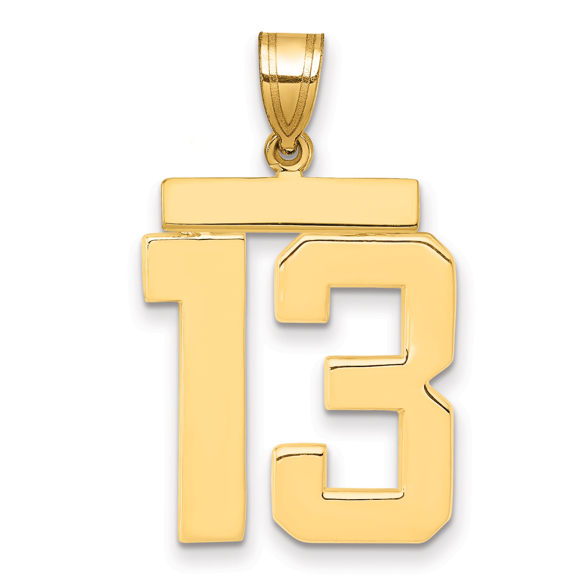 14K Gold Large Polished Number 13 Charm Bold and Elegant Secondary image
